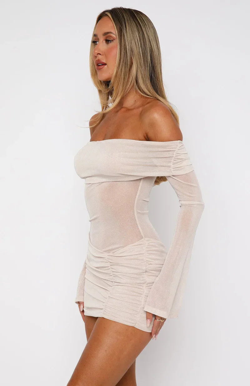 Angel Long Sleeve Glitter Mini Dress